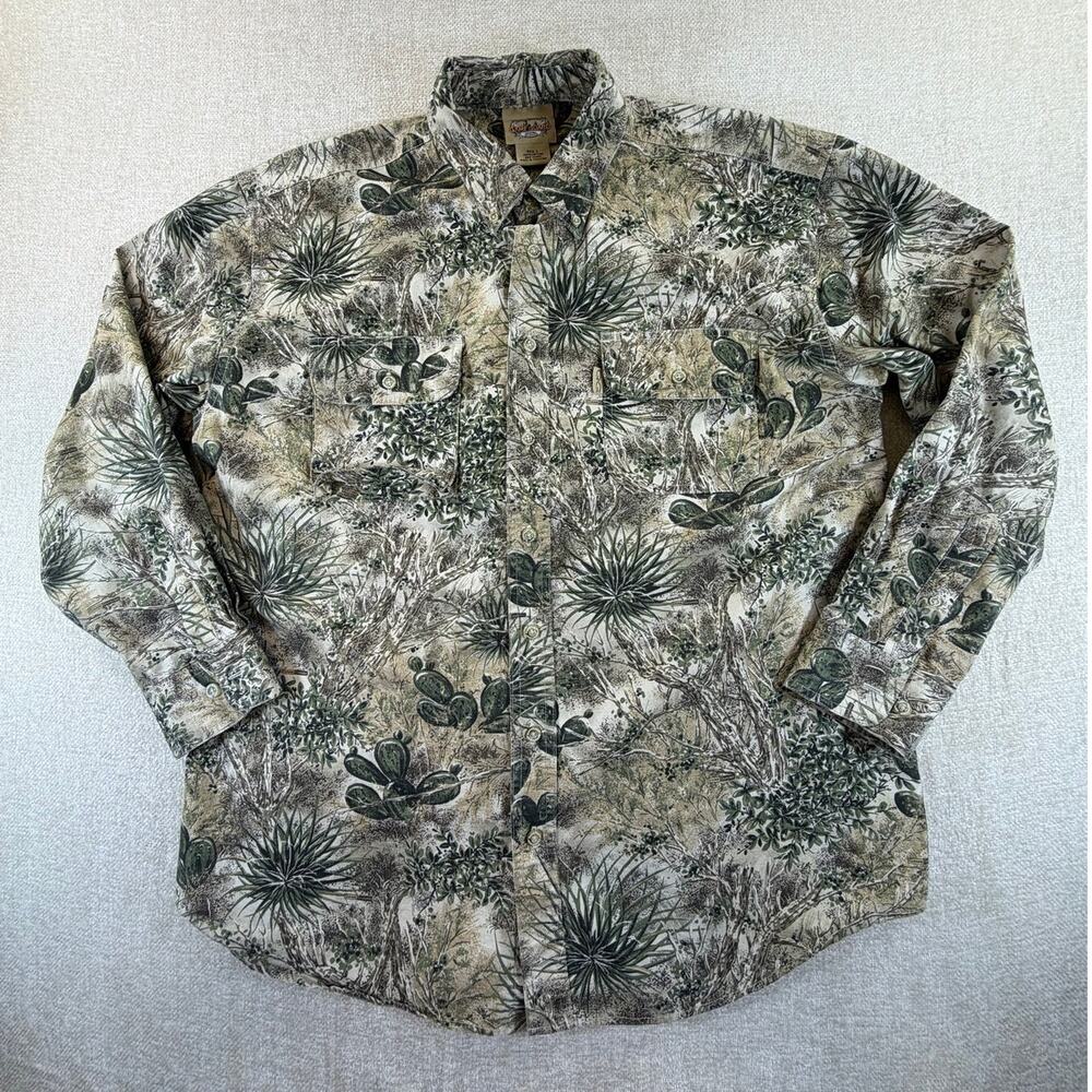 GameGuard Men's Large Brown Green Desert Camo Long Sleeve Hunting Shirt Outdoor